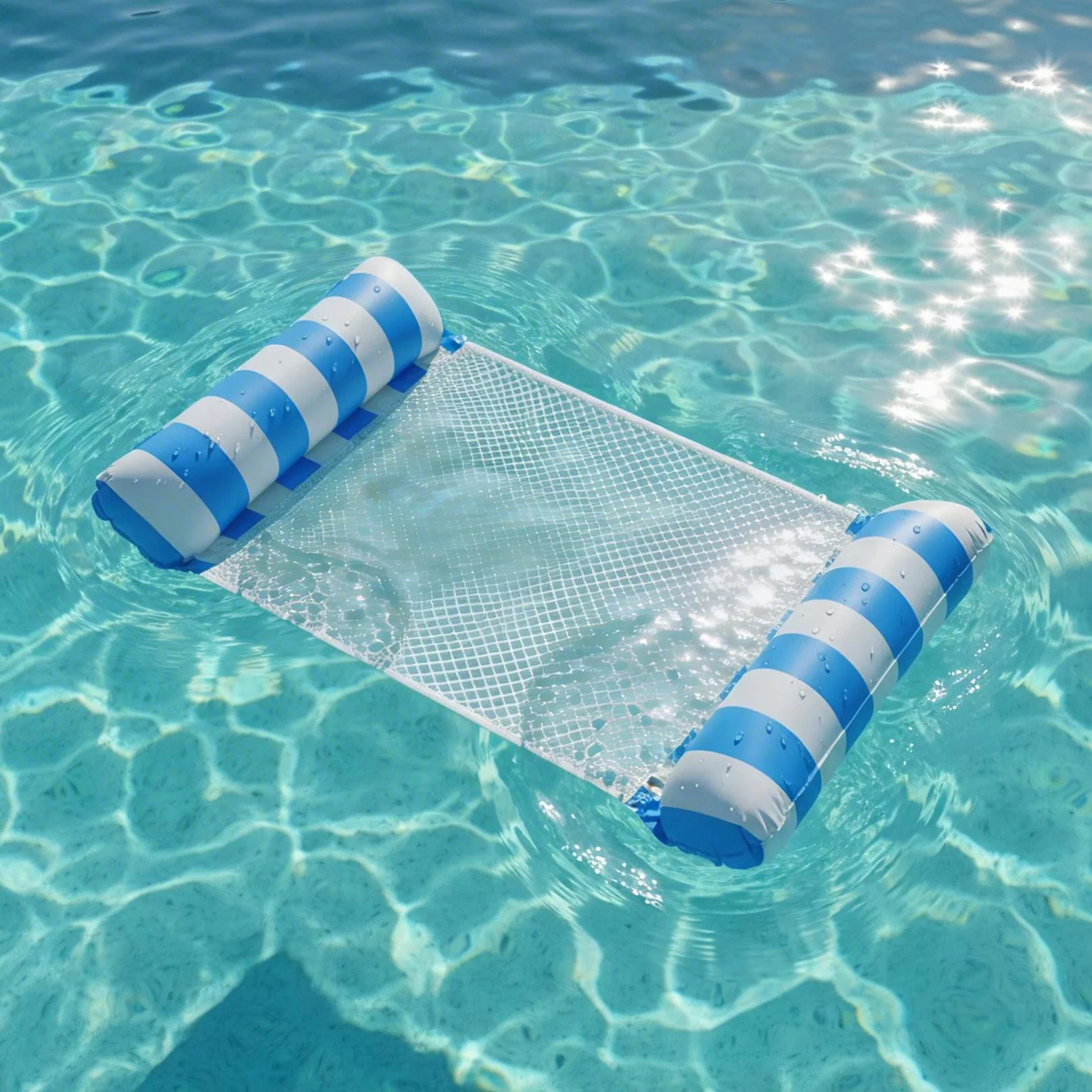Lot de 1 flotteurs gonflables d'été 4-en-1 multifonctionnels, radeaux, transats et hamacs aquatiques pour piscine, en PVC épais