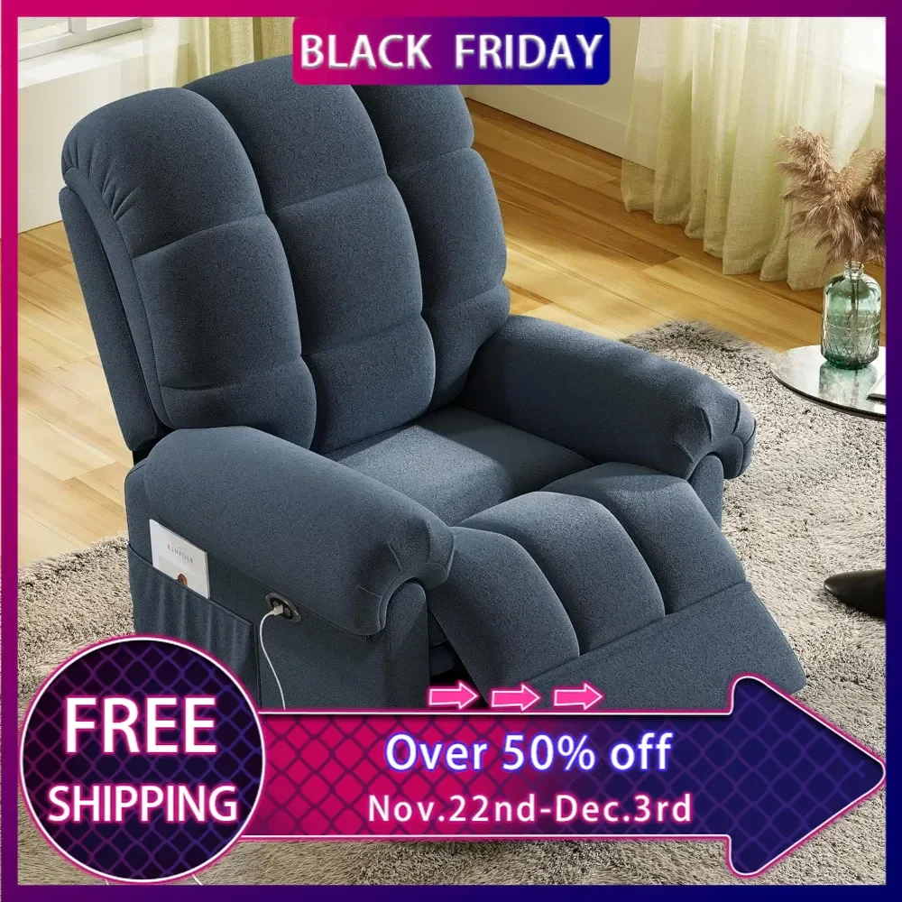 New Power Recliner Chair for Adults, Adjustable Electric Chair Power Reclining Sofa, USB Port, Ultra-Comfy Teddy Fleece Recliner