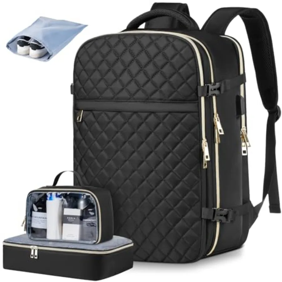 

MOMUVO Travel Backpack for Women, Carry On Backpack Airline Approved with 3 Packing Cubes, Laptop Backpack with USB Charging Po