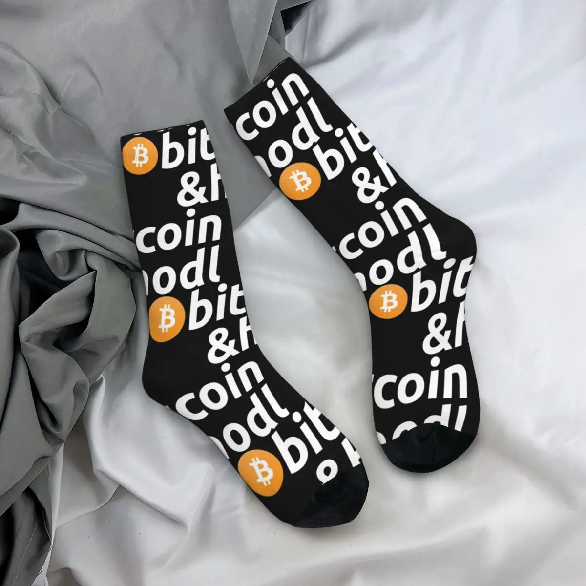 Fashion Bitcoin And Hold Theme Design calzini sportivi Merch primavera autunno inverno divertente Logo calzini lunghi in cotone traspirante