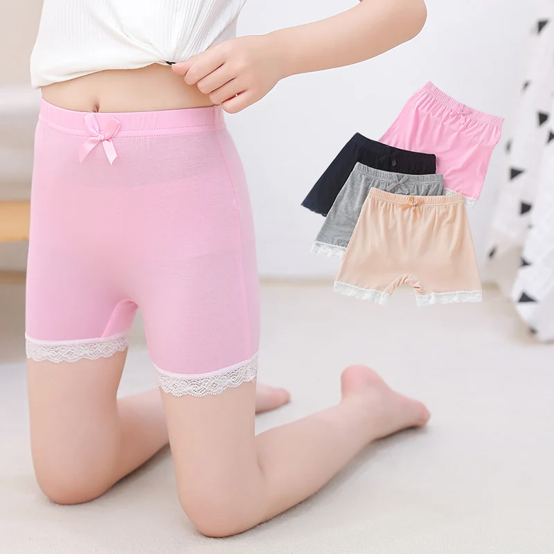 Hot-selling girls safety shorts pants high stretch flat bow shorts lace seamless underwear children’s breathable underwear