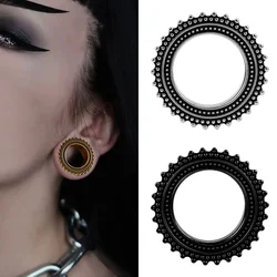 Doearko 2pcs Simple Stainless Steel Pattern Screw Ear Expander Gauges Plugs Tunnels Earrings Piercing Body Jewelry Stretchers