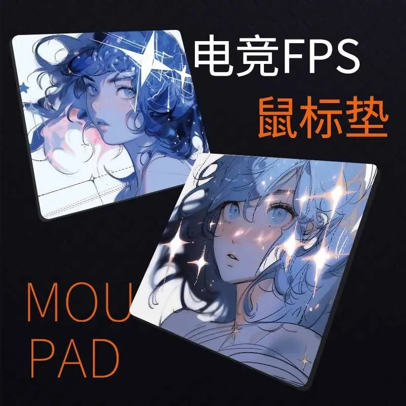 Podkładka pod mysz z niebieskimi włosami, szklana, bez obszycia, prosta podkładka z tekstem, mata na biurko dla ucznia, podkładka pod mysz komputerową, mata na biurko pod laptopa.