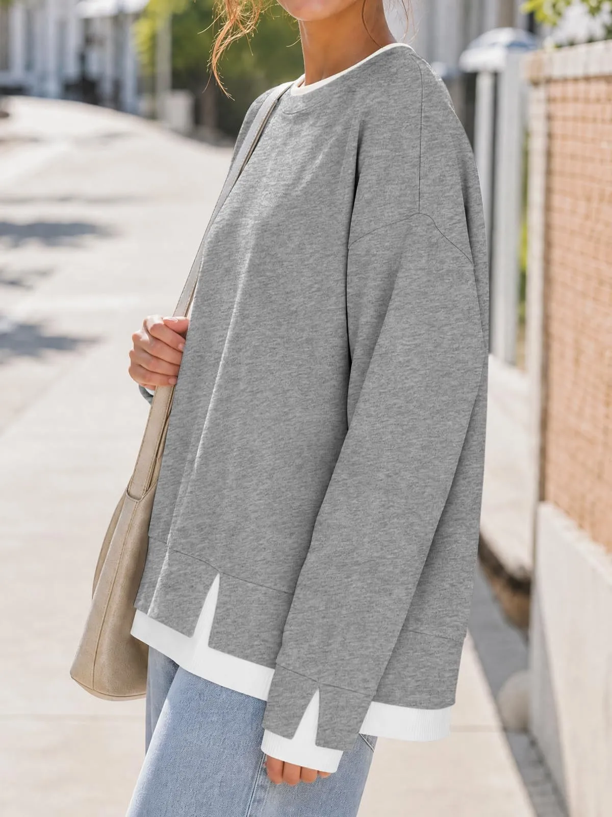 Loose Fit Pullover Hoodie Regular Length American and European Style with Mock Two Regular Thickness Casual Women Sweatshirts