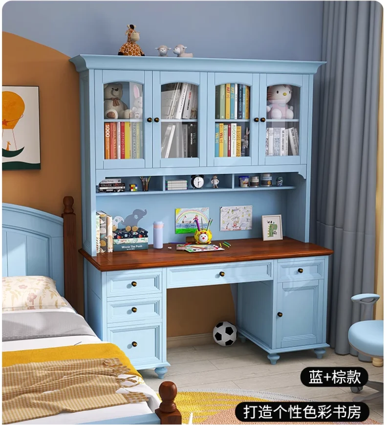 

Американский большой стол из цельной древесины, книжный шкаф, один стол, комбинированный стол, письменный стол, компьютерный стол