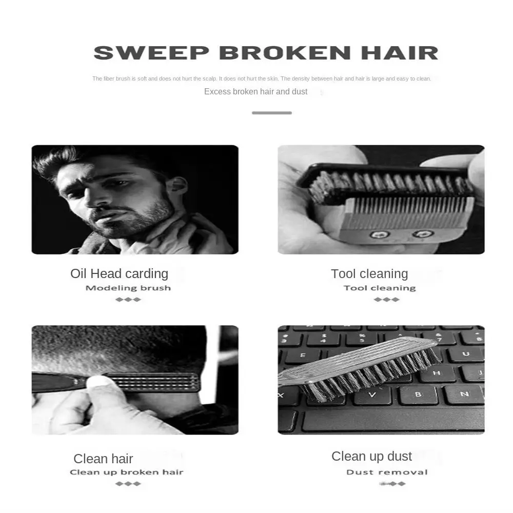 Vintage Double-sided Comb Small Size Comfortable Bristle 2-in-1 Styling Comb Curved Handle Shave Beard Multi-functional Comb Men