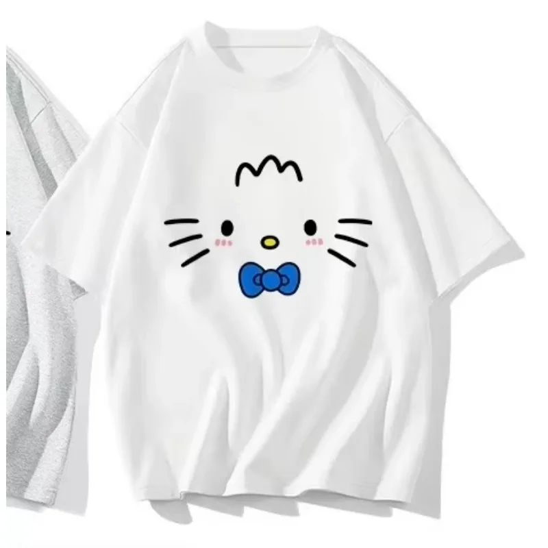 Nouveau dessin animé Anime Sanrio Hello Kitty imprimé Style coréen T-shirt pour femmes été à manches courtes coton t-shirts décontracté Y2K hauts