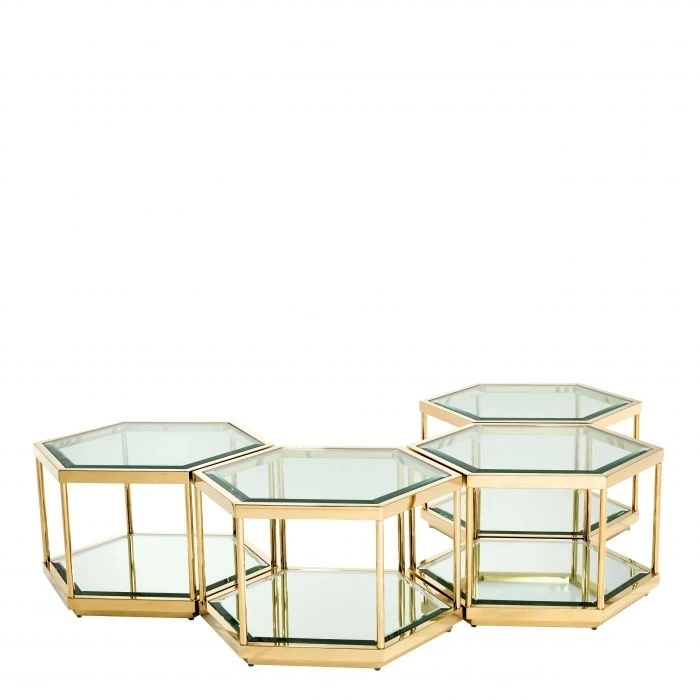 Table basse imbriquée en verre Marin, dessus en acier inoxydable, articles pour la maison bon marché, luxe moderne