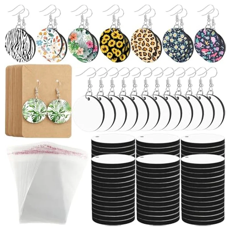 

Sublimation Earring Blanks With Earring Hooks,Jump Rings,Ear Plugs,Earring Cards Holder And Transparent Packaging Bags