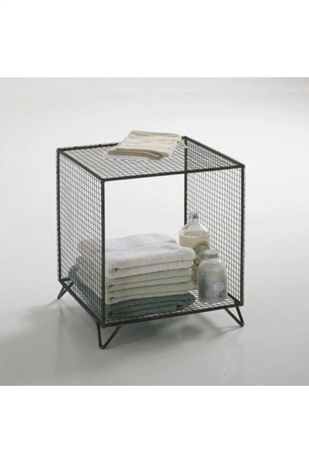 Single Eyed Metal Mesh (Grid) Wire Shelf And Coffee Table - Matt Black