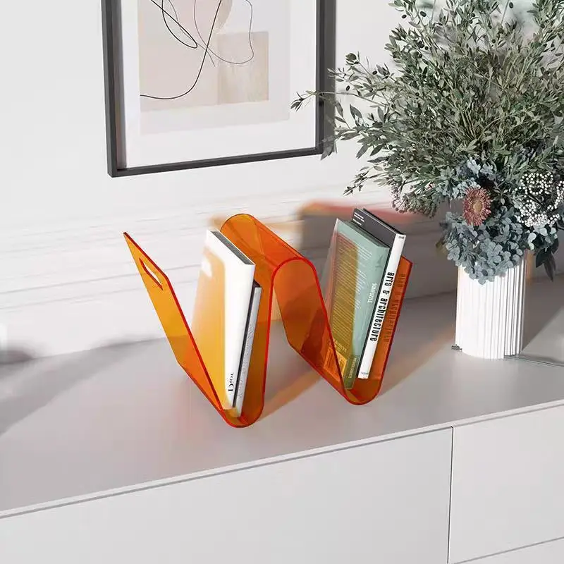 

sF-Modern Transparent Acrylic Standing Portable Waterproof Eco-Friendly Bookshelf for Kids Double-Tiered Living Room Storage#