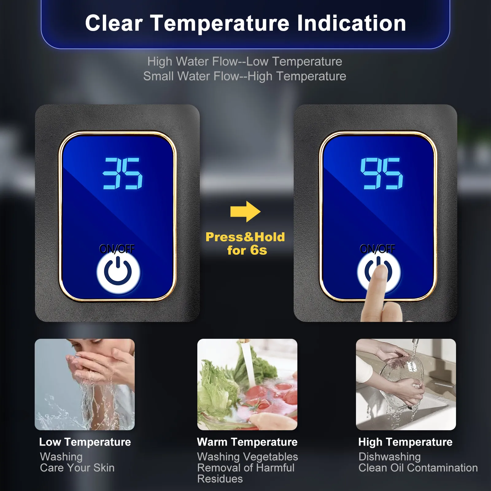 

Водонагреватель с регулируемой температурой 20-50 ℃ Диапазон, конструкция против накипи и усовершенствованная технология обнаружения расхода воды