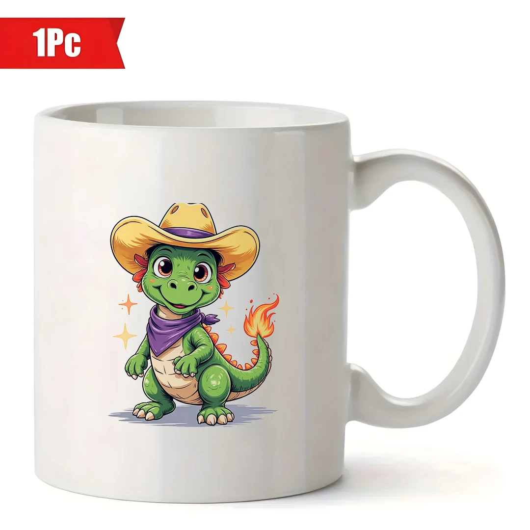 كوب من قماش الدنيم على شكل ديناصور كرتوني سعة 11 أونصة للأطفال كوب للمشروبات الباردة والساخنة هدية عيد الميلاد كوب إبداعي للمكتب العائلي