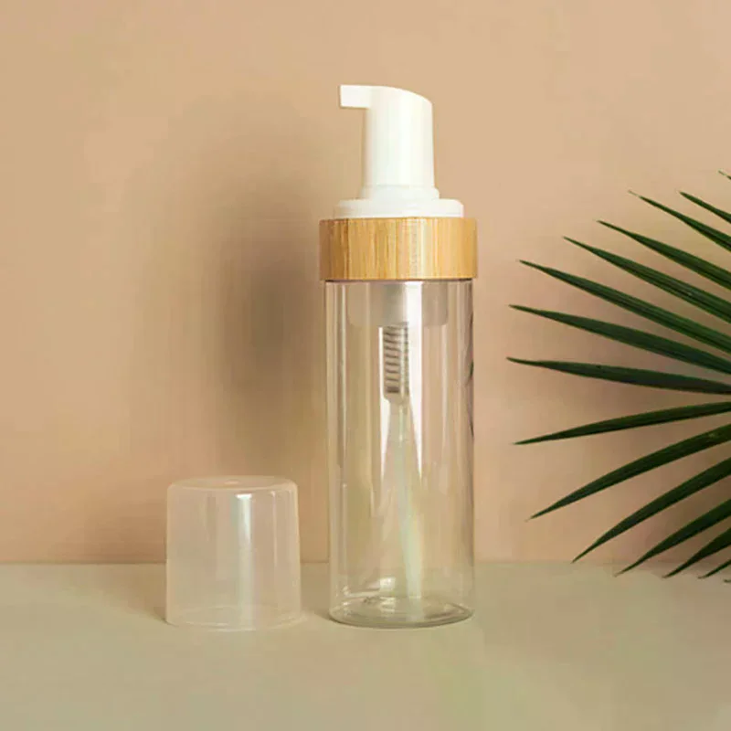 150 مللي السفر الخيزران رغوة زجاجة مضخة فارغة منظف الوجه زجاجة مستحضرات التجميل موزع صابون شامبو إعادة الملء المطهر اليد رغوة #4