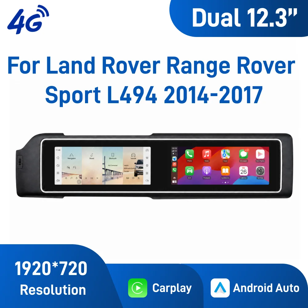 Dual 12.3 Inch Android Car Navigation for Land Rover Range Rover Sport L494 2014-2017 Wireless CarPlay Android Auto GPS
