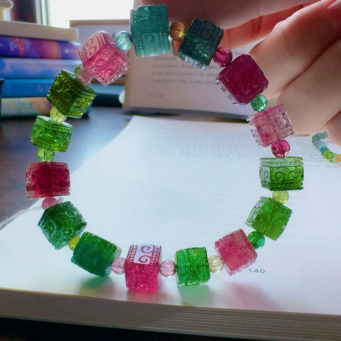 Natural Red Green Tourmaline Clear Barrel Beads Bracelet 8.6/9.7/9.7mm Candy Green Blue Tourmaline Women Men Jewelry AAAAAAA
