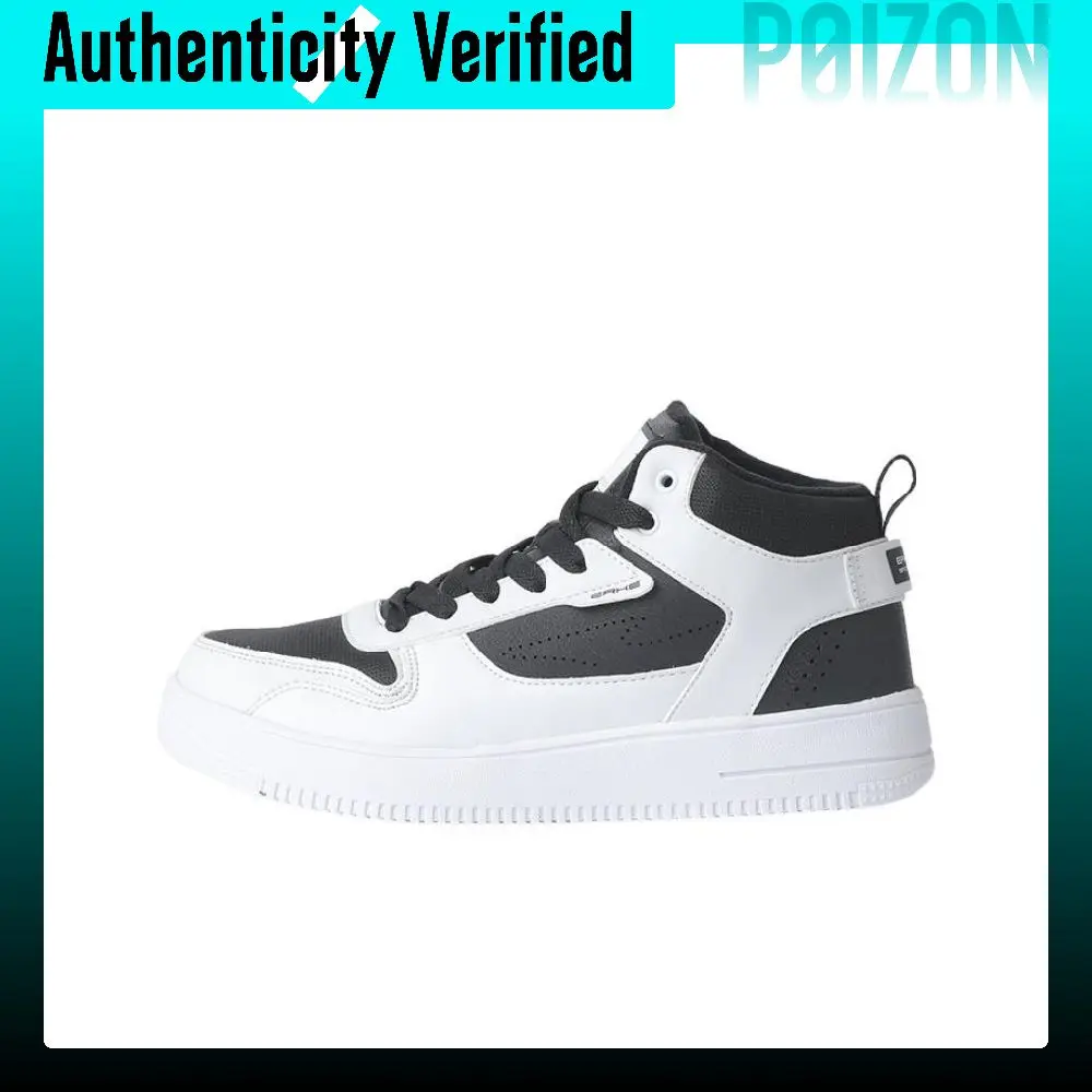 Erke Fleece Lined Comfortable Fashion Thermal Slip Resistant High top Skateboard Shoes Women's Black White 12122421443/