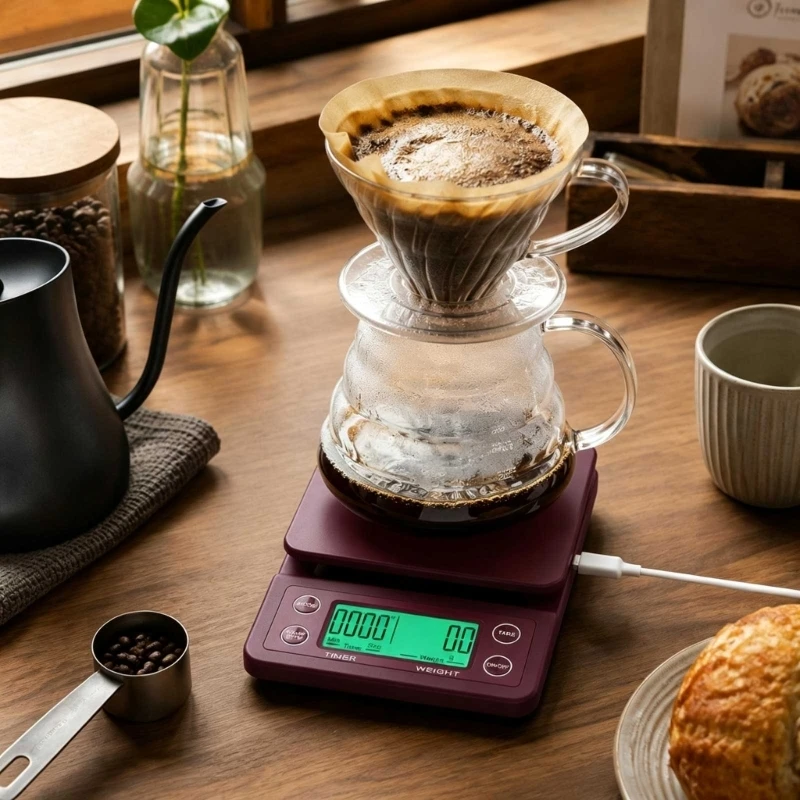 Manual Coffee Scale with Timekeeping, Mode Selection, and Grip Base high quality