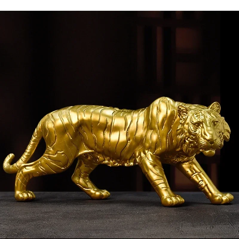 Golden Tiger Model Nordic Home Office Desktop Decoration Resin Animal Statue Art Room Aesthetic