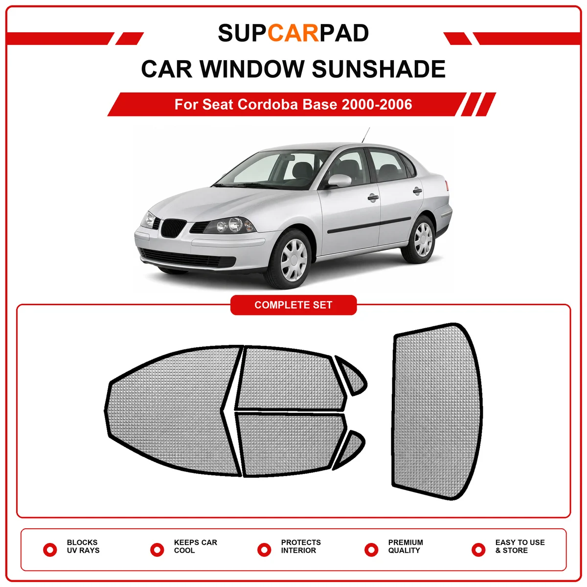 For Seat Cordoba Base 2000-2006 Pre‑Cut Auto Window Sunshade Anti‑UV Car Sun Visor Protector