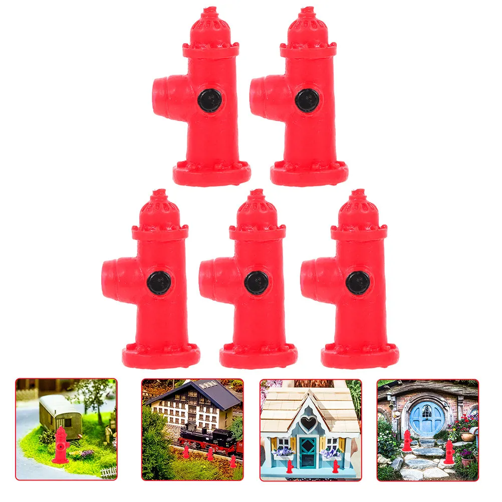 5 Piezas de Hidrantes de Incendios de Resina, Señales de Tráfico, Pequeños Adornos Decorativos para el Hogar, Adornos Realistas para Mesa de Arena, Estatuas de Hidrantes de Incendios, Micropaisaje Creativo