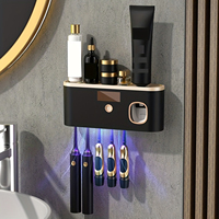 Intelligent UV Toothbrush Sanitizer Holder, With Automatic Squeezing Toothpaste Device, Wall Mounted UV Toothbrush Sanitizer Hol