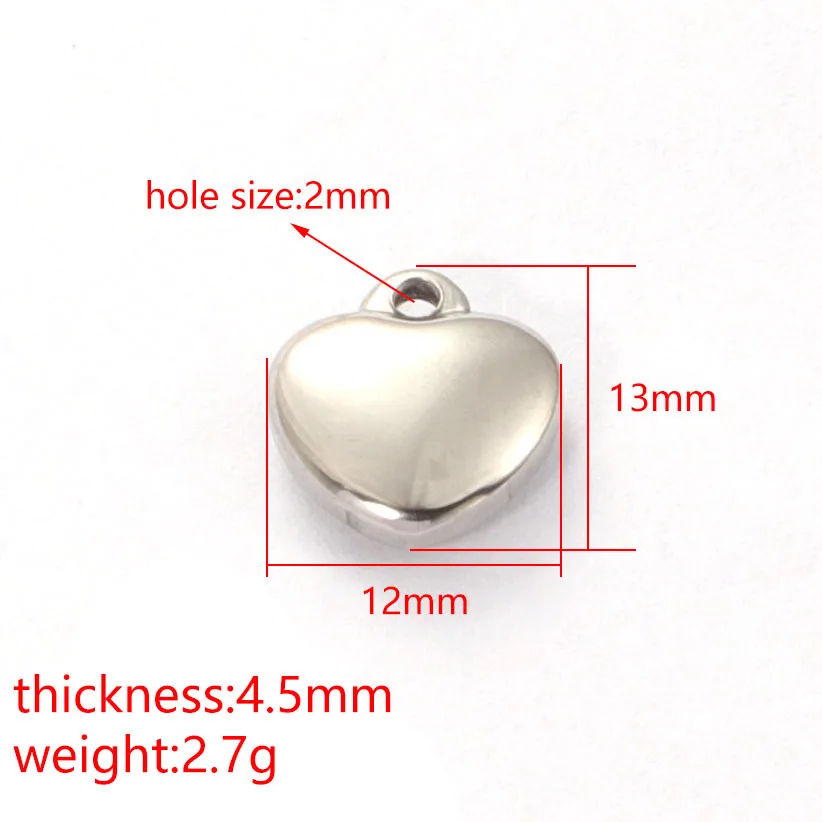 5Pcs 12x13mm Heart 304 Stainless Steel Charms Pendants Tags Diy Jewelry Findings Accessoires