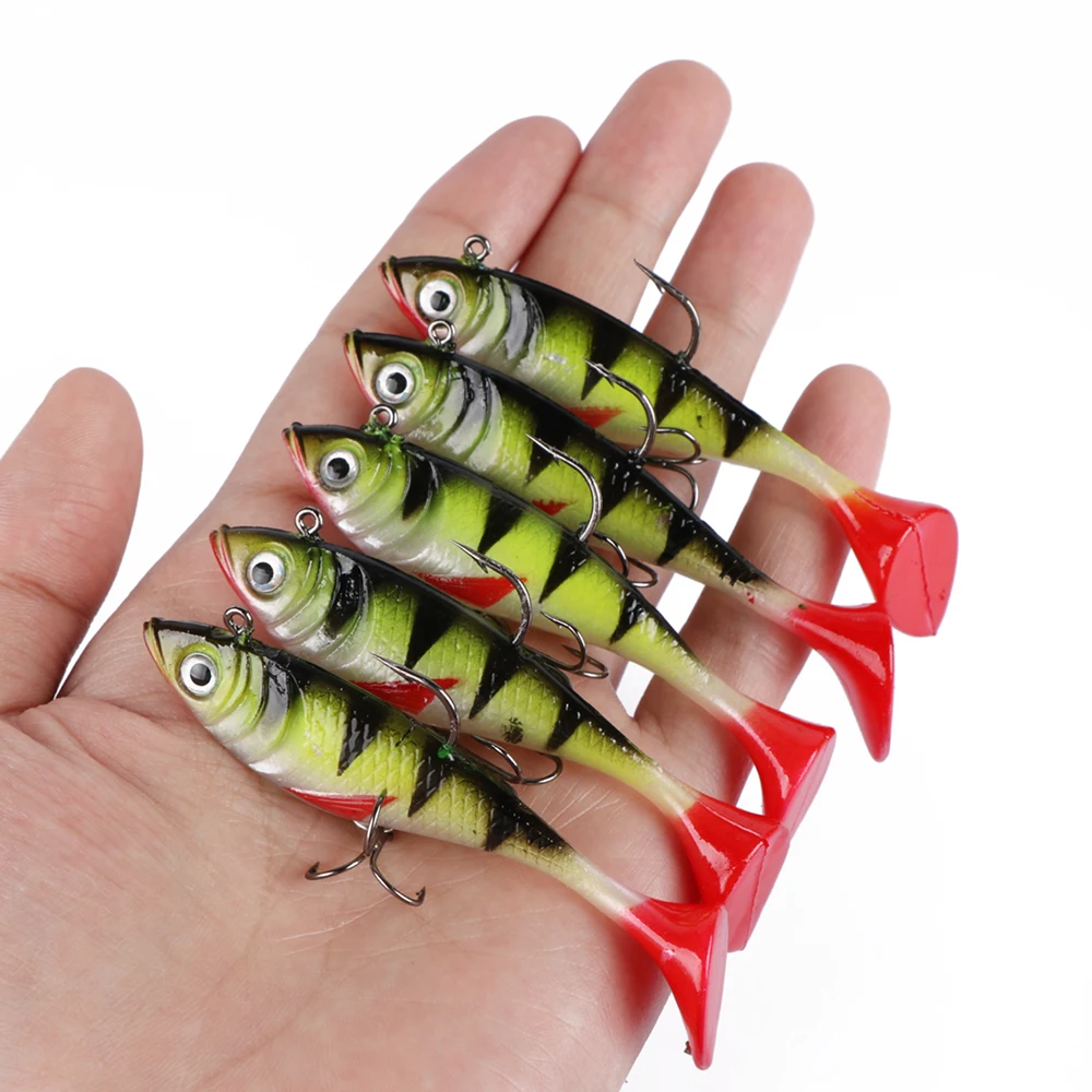 Goture 5pcs/set Soft Fishing Lure Swimbait 8.4cm 10.7g Silicone Artificial Bait Lead Wobblers for Pike Fishing Tackles