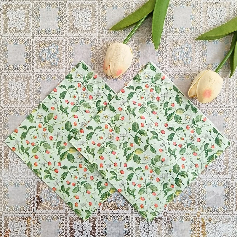 20 Stück/Packung Fruchtbedruckte Papierservietten Geburtstag Feiertag Festival Kinder Cocktail Tee Elefanten Dekorative Abendessen-Servietten – Detail 5