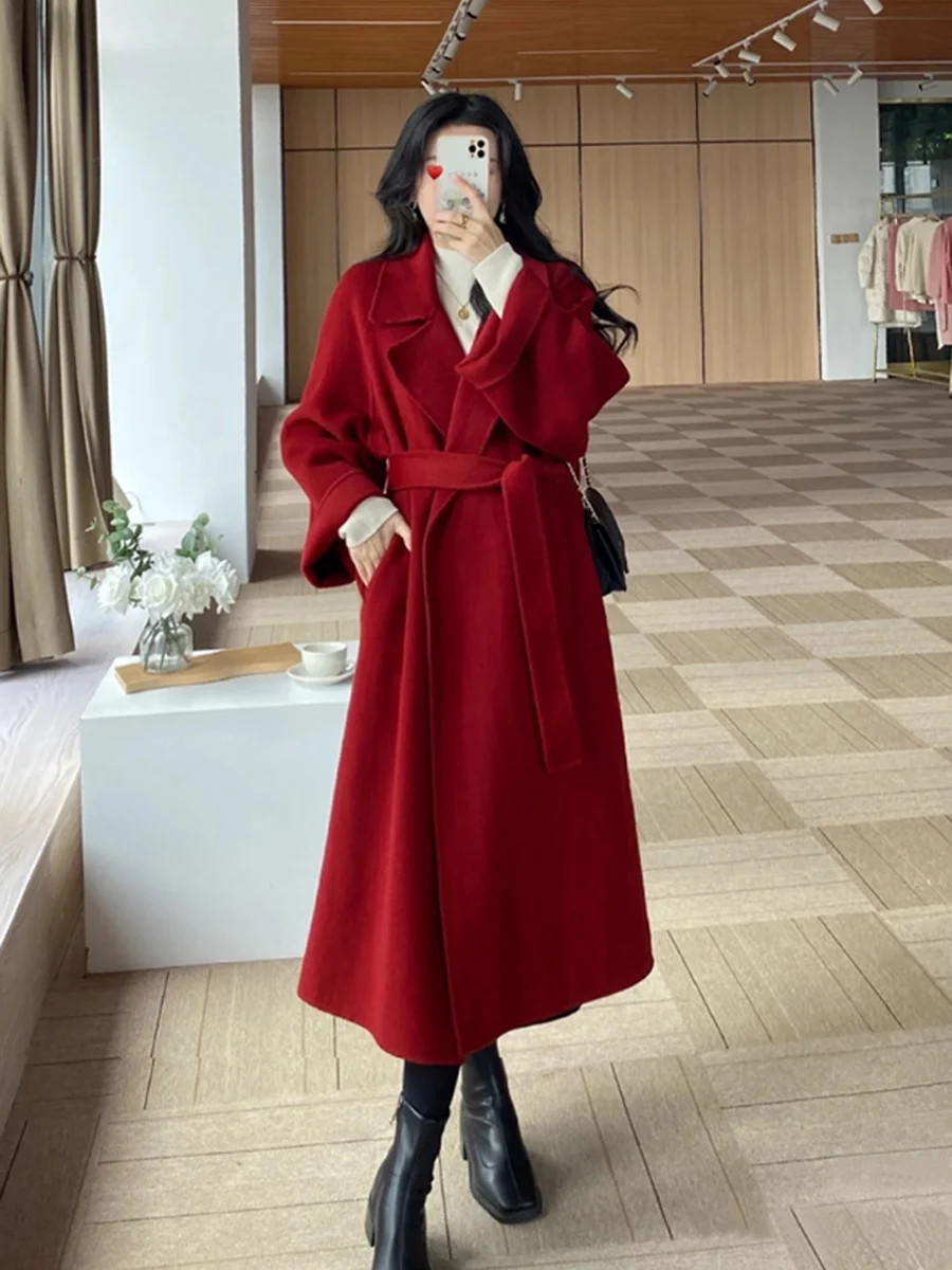 

Sli Autumn Winter Woolen Coat Women's 2025 New loween Cisas New Year's Outfit Korean Sle Loose Fit Polyester