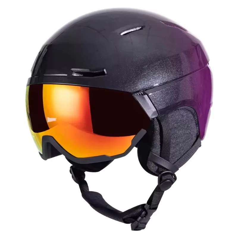 Men's and Women's Ski Helmets with Integrated Retractable Goggles, Snow Sports Professional Protective Gear