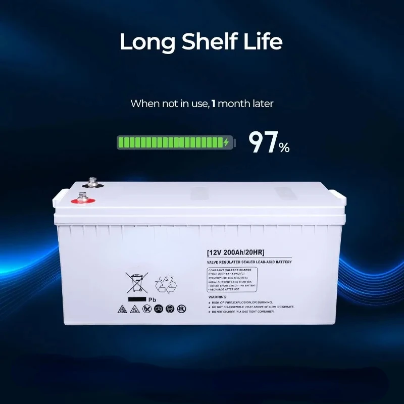 Deep Cycle AGM Battery 12 Volt 200Ah, 3% Self-Discharge Rate, 2000A Max Discharge Current, Safe Charge Most Home Appliances