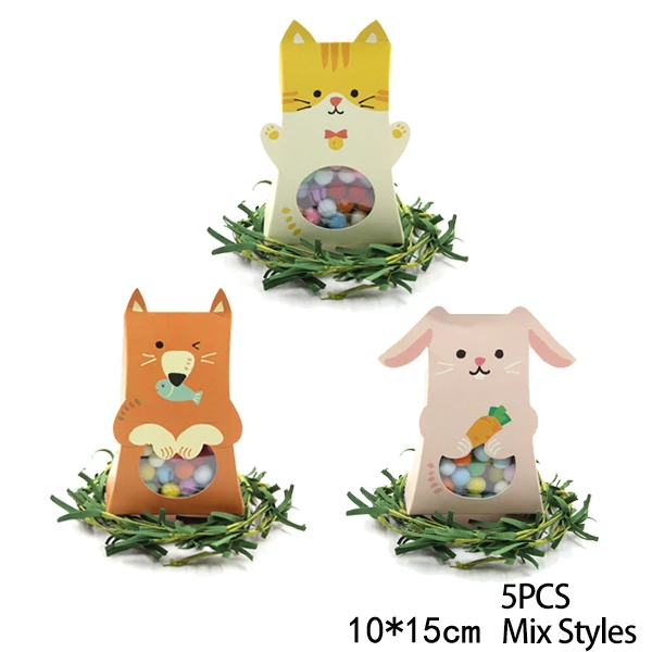 1Set Cartoon Animal Candy Boxes Kids Gift Cute Paper Bag Birthday Jungle Safari Party Decor Baby Shower Decoration Home Supplies