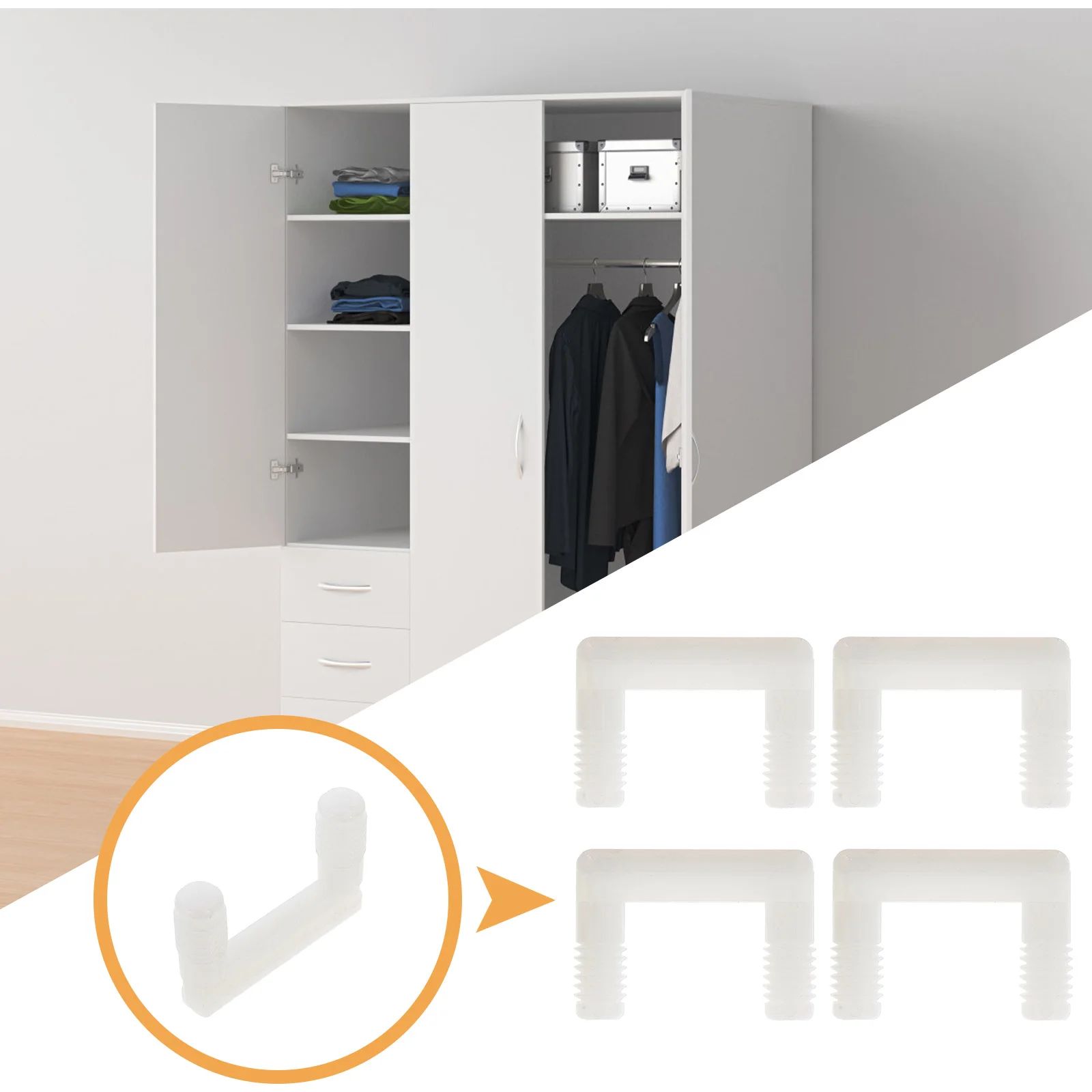 

50pcs U-Shape Connector Bracket Invisible Joint For Home Furniture U-Shaped Plastic Connectors Furniture Leg Parts