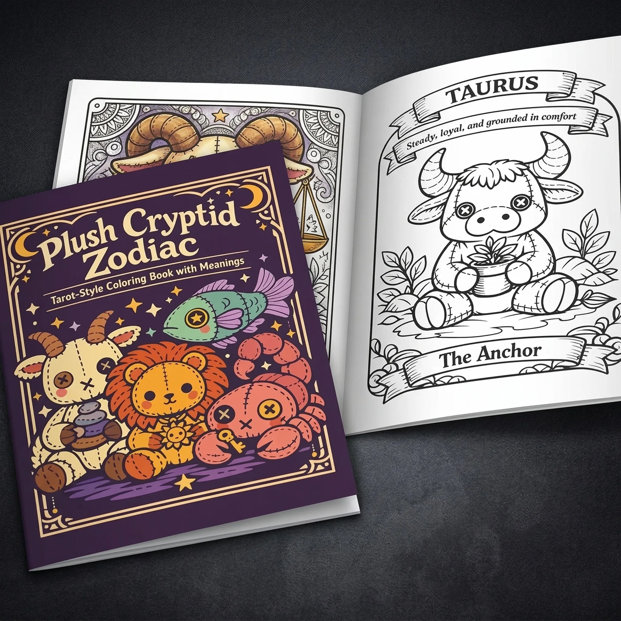 Libro para Colorear de Plantas del Zodíaco, Ilustraciones Botánicas Kawaii, Relajante y Antiestrés, Lindas Flores y Hojas de Brujería