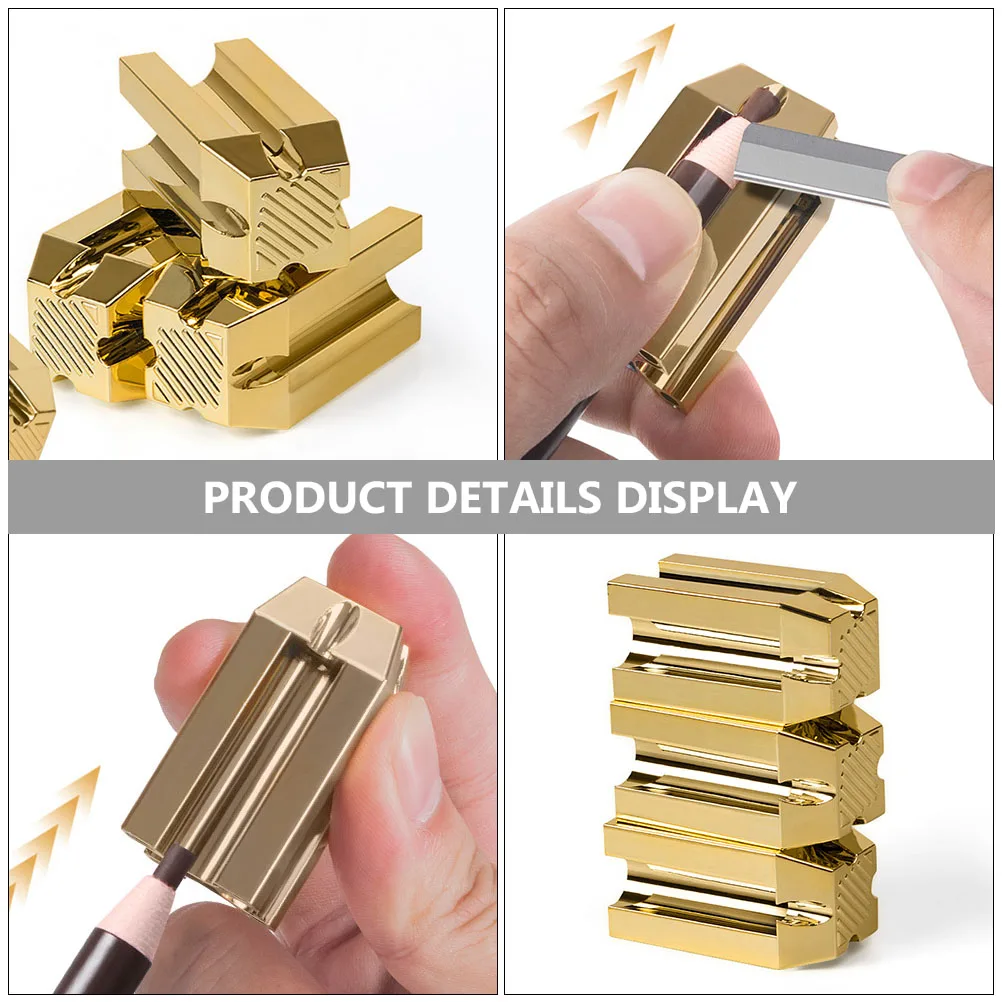 เครื่องมือแต่งหน้าแบบพกพา 1 ชิ้น สำหรับแต่งคิ้วและอายไลเนอร์ พร้อมที่เจียรดินสอสีทอง