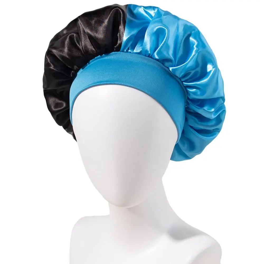 Fashion Vintage Patchwork Bathing Headwear Silky Satin Bonnet Korean Night Turban Women Sleeping Cap African Headwrap Hat