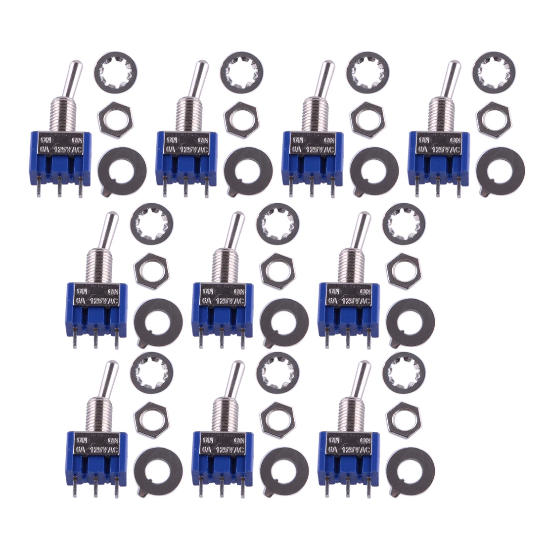 10Pcs SPDT Mini Toggle Switch 3 Pin 2 Position ON/ON Fit for Car Boat Guitar High Quality New