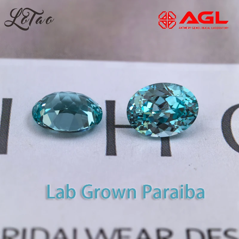 

New Czochralski Method Top Lab Grown Paraiba Oval Shape Diy Jewelry Making Pendant Bracelet Rings Materials AGL Certificate