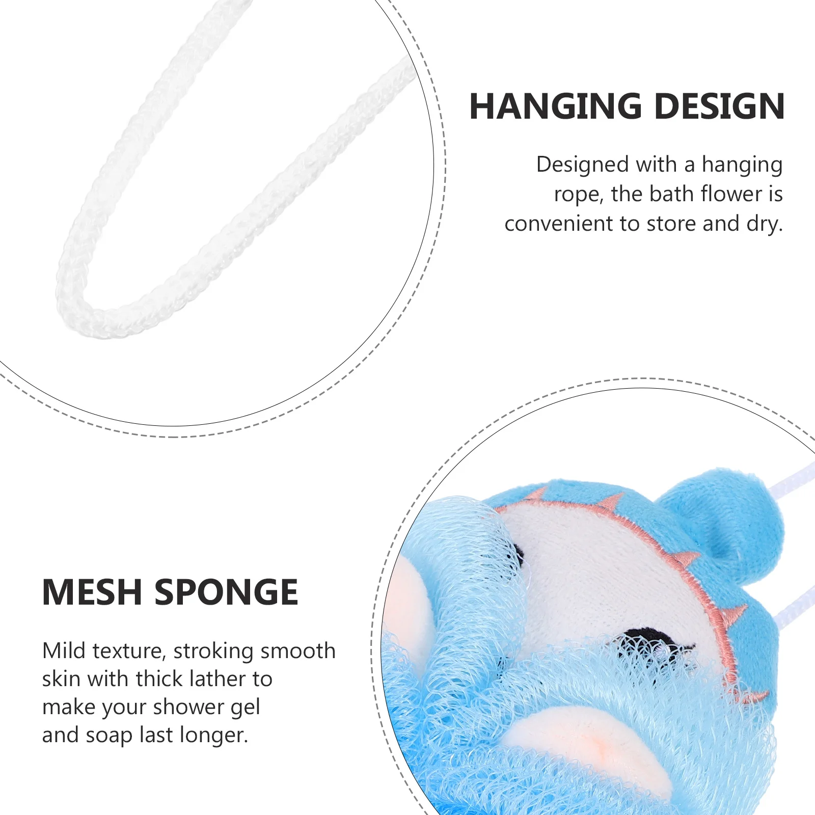 

Cartoon Animals Balls For Lovely Mesh Shower Scrubber Bath Flower With Hanging Rope Thick Body Washing Tool Foaming