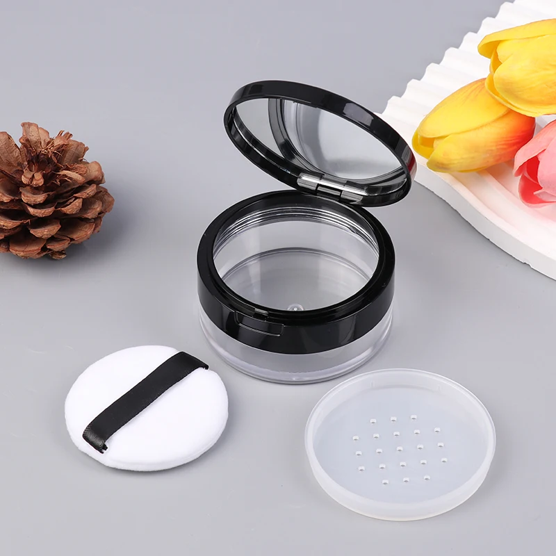 Powder Box Cosmetic Container Travel Empty Refillable Cosmetic Jar Pot Loose Face Powder Sifter Case With Mirror