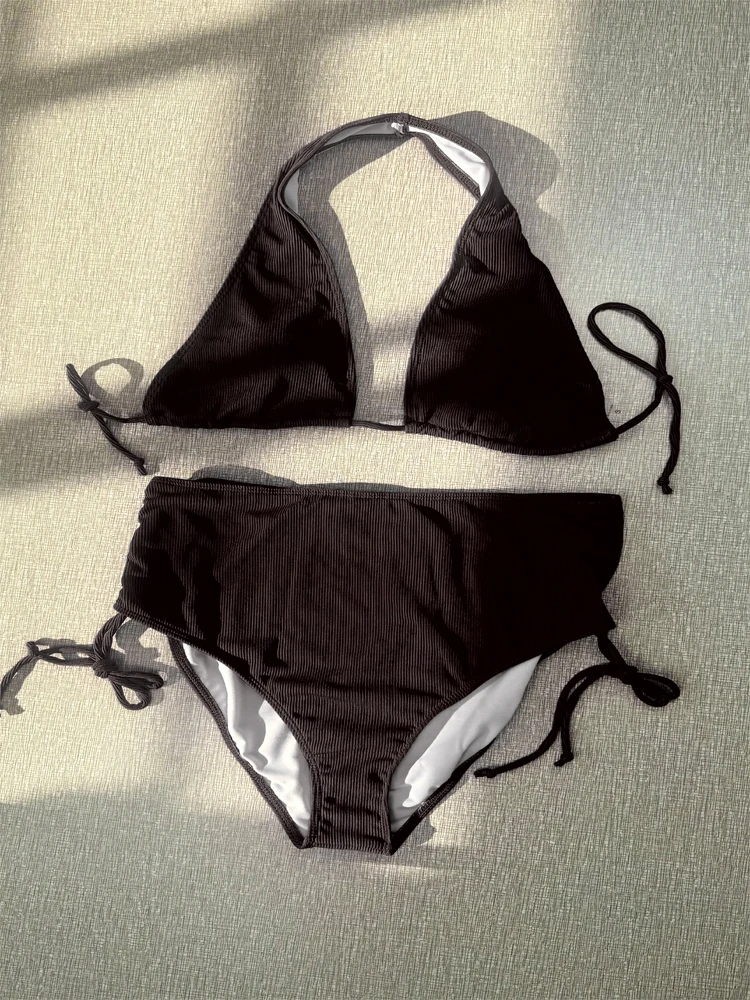 Damen-Bademode-Bikini-Set, zweiteiliger Badeanzug mit überkreuzten Krawatten, Sommer-Strandbekleidungs-Bikini-Set für Damen