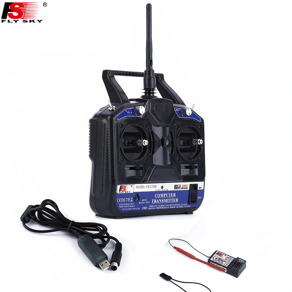 Flysky FS-CT6B 2.4G 6-Channel AFHDS Transmitter with FS-R6B Receiver for RC Quadcopter Multirotor Drone Airplane