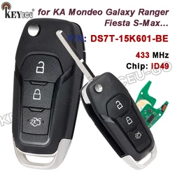 KEYECU 433MHz ID49 / PCF7945 Chip DS7T-15K601-BE, 1892737 for Ford KA Mondeo Galaxy Fiesta Ranger S-Max 2015-2019 Remote Key Fob