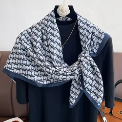 90*90cm Women Scarf Silk Feeling Hair Neck Square Brand Office bandanna muffler Waiter Flight Attendants Handkerchief Rings wrap