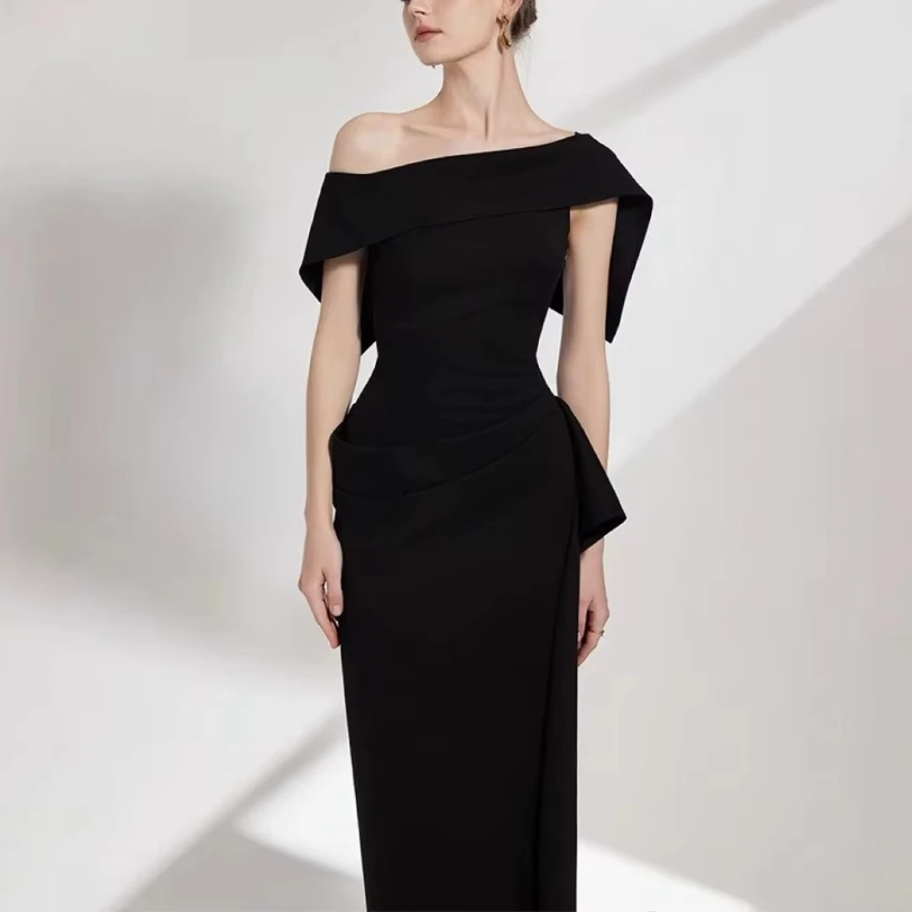 

Slanted Neck Prom Long Dresses Temperament Lace Decoration Dress Exquisite High Quality Prom Party Gowns for Women Customized