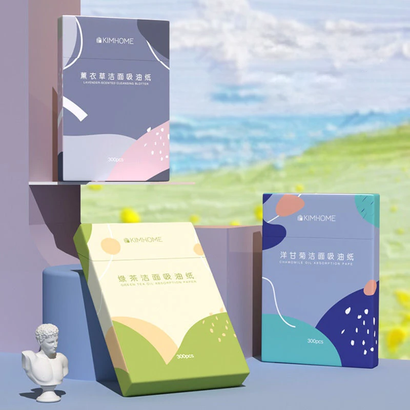 KIMHOME papier pochłaniający olejek do twarzy 300 sztuk przenośny papier pochłaniający olejek zapachowy do makijażu twarzy dla kobiet