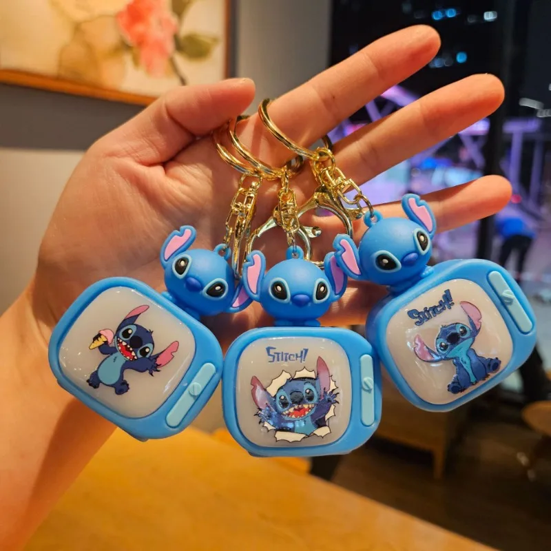 Miniso Lilo & Stitch Mini TV Keychain Pendant School Bag Car Pendant Keychain Children's Birthday Gift Christmas Gift