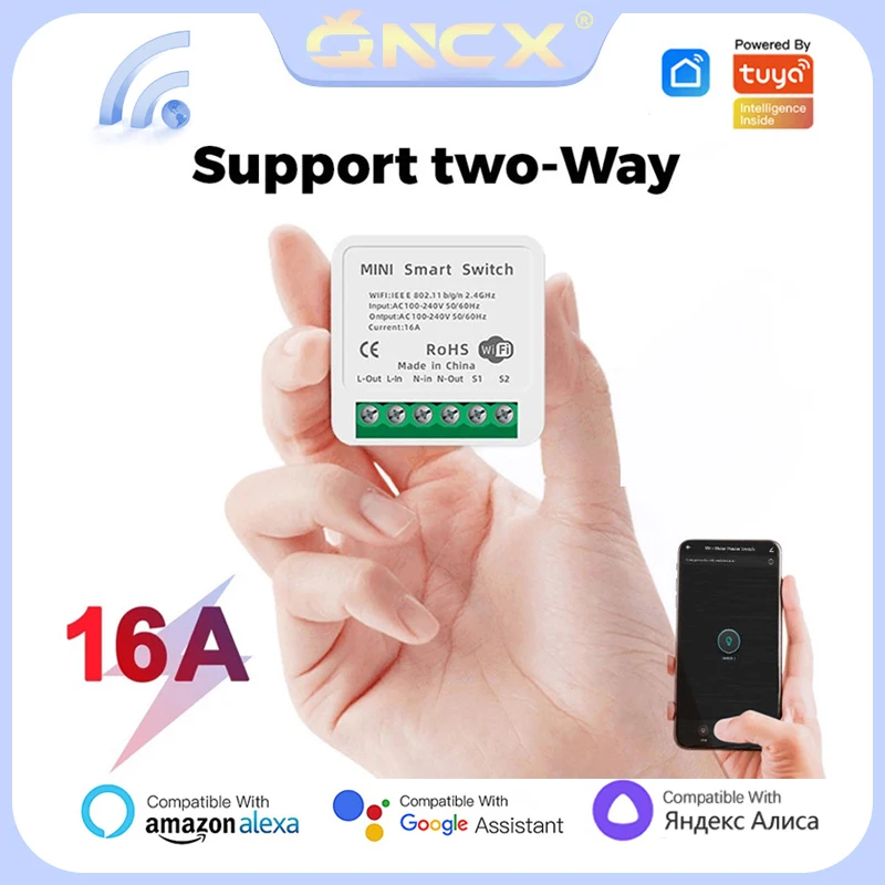 

QNCX 16A DIY WiFi Smart Switch Relay Module Breaker Yandex Alexa Google Smart Home Tuya Timer Voice Control Module Light Switch