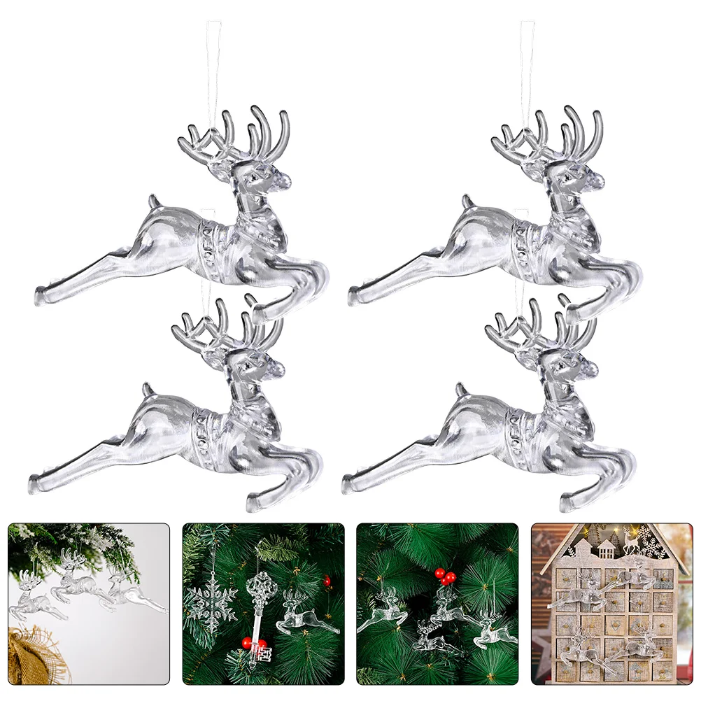 

Flying Reindeer Acrylic Elk Hanging nament Clear Xmas Tree Decorations Christmas Party Decoration Lightweight Premium Material